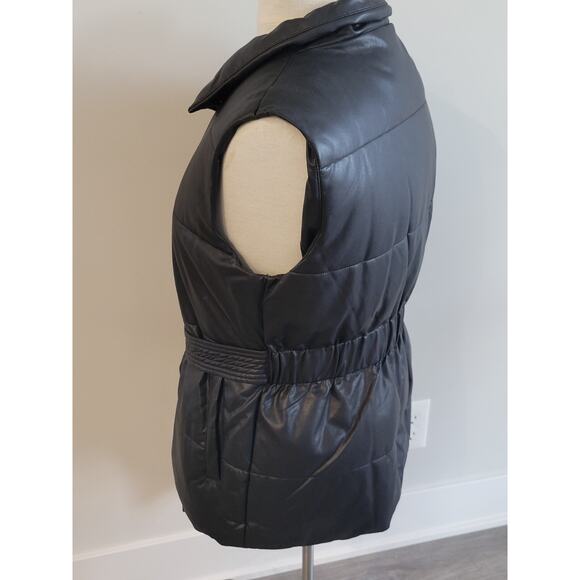 NWT Andrew Marc New York Black Faux Leather Vest Sleeveless Jaket Women Small - Picture 6 of 11